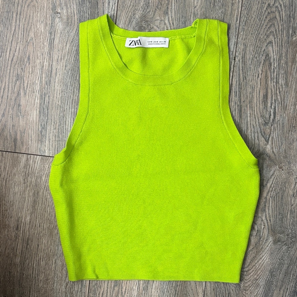 Zara Neon Green (S) Women's Tank Top